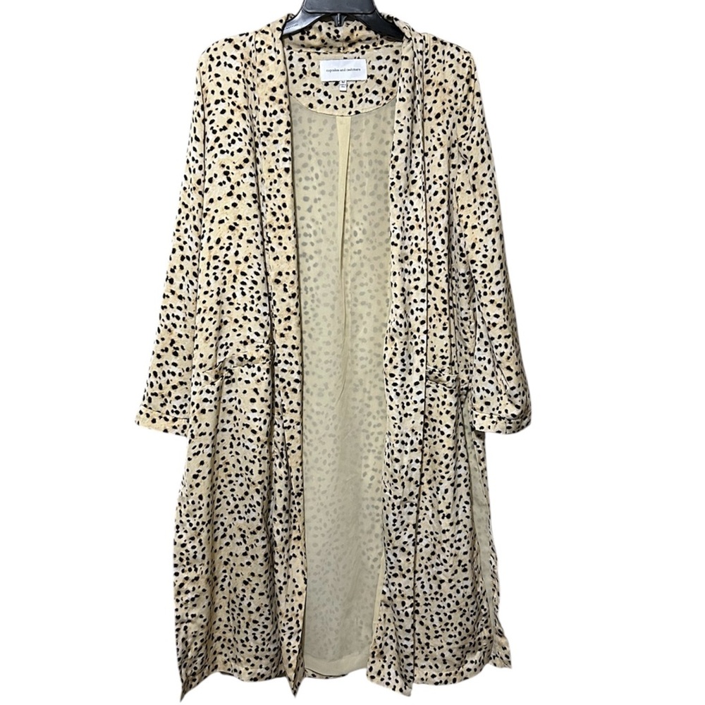 Cupcakes and Cashmere Arienne Leo Dot Cheetah Print Duster Sz M